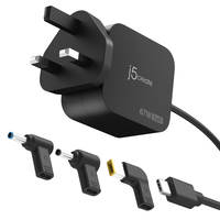 j5create JUP1565DCF3A-FN 67W GaN PD USB-C® Mini Charger with 3 Types of DC Connector - UK