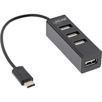 InLine USB 2.0 4-Port Hub, USB-C male to 4x USB-A female, cable 15cm
