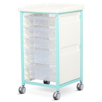 Steel Standard Level Single Column Tray Trolley - 3 Small and 2 Deep Drawers