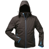 URANOS, Softshell-Jacke mit Kapuze, Thinsulate-Wattierung, Schwarz/Blau, Gr. XL