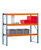 GR, Weitspannregal mit Stahlpaneelen W 100, 2000 x 2500 x 600 mm, blau/orange/verzinkt, 3 Ebenen, Fachlast 820 kg