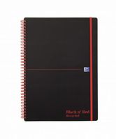 Black n Red Notebook Wirebound PP 90gsm Ruled Recycled and Perforated 140pp A4 Ref 100080167 [Pack 5]