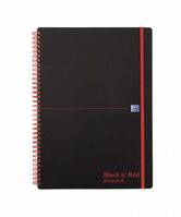 Black n Red A4 Wirebound Polypropylene Cover Notebook Recycled Ruled 140(Pack 5)