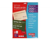 DECAdry Postcards 148.5x105mm 4 Per Sheet 200gsm Micro Perforated Whit(Pack 100)