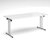 Rectangular folding leg table with chrome legs and straight foot rails 1800mm x