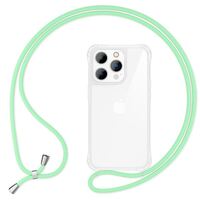 NALIA Necklace Cover with Band compatible with iPhone 14 Pro Case, Transparent Anti-Yellow Phonecase & Adjustable Holder Strap, Protective Crossbody Hardcase & Silicone Bumper M...