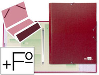 Carpeta Clasificadora Liderpapel 12 Departamentos Folio Prolongado Carton Forrado Roja