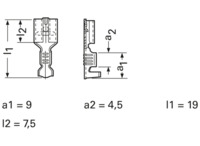 Unisolierte Flachsteckhülse, 6,3 x 0,8 mm, 1,5 bis 2,5 mm², AWG 18 bis 14, Messi