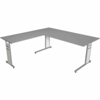 Schreibtisch Form4 180 C-Fuß-Gestell 180x80x68-82cm / Anbau 100x60cm grafit