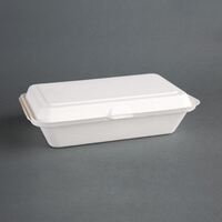 Fiesta Green Compostable Bagasse Hinged Food Containers 248 x 161mm 250 Pcs