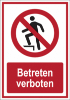 Kombischild - Aufsteigen verboten, Betreten verboten, Rot/Schwarz, Aluminium