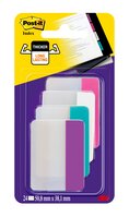 Post-it® Index Strong 686PWAV, 50,8 x 38 mm, lila, pink, türkis, weiß, 4 x 6 Haftstreifen