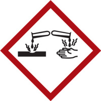 Gefahrstoffetikette "Ätzwirkung" [GHS 05], Folie, 21 x 21 x 0,1 mm, GHS, selbstklebend, 35 Stück je Bogen