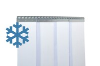 Foto 1 von PVC-Streifenvorhang Tiefkühlbereich kältefest Temperatur Resistenz +30/-25°C, Lamellen 300 x 3 mm transparent, Höhe 4,00 m, Breite 3,50 m (2,90 m), Edelstahl