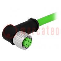 Plug; M12; PIN: 4; female; D code-Ethernet; 5m; Insulation: PVC