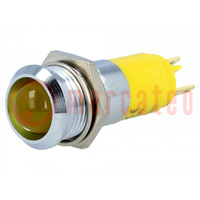 Contrôle: LED; concave; jaune; 24÷28VDC; Ø14,2mm; IP67; métal