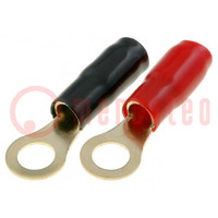 Terminal: ring; M8; 22mm2; gold-plated; insulated; red and black