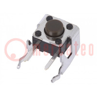 Microswitch TACT; SPST; Pos: 2; 0.05A/12VDC; THT; 1.6N; 6x6x3.5mm