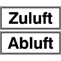 Hinweisschild zur Betriebskennzeichnung Zuluft/Abluft,1 VE=2 Stk,selbstkl.,8x3cm