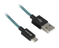 SHARKOON USB 2.0 A-B BLACK / BLUE 3.0M - ALUMINUM + BRAID