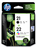 HP 21 originele zwarte/22 drie-kleuren inktcartridges, 2-pack