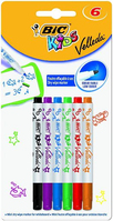 BIC Kids Velleda permanente marker Blok Zwart, Blauw, Groen, Oranje, Paars, Rood 6 stuk(s)