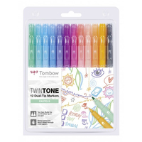 Tombow TwinTone Pastels marqueur 12 pièce(s) Pointe fine/ogive Noir, Bleu, Marron, Cyan, Vert, Orange, Rose, Rouge, Violet, Jaune