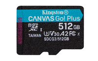 Kingston Technology Scheda microSDXC Canvas Go Plus 170R A2 U3 V30 da 512GB confezione singola senza adattatore