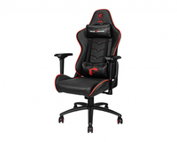 MSI MAG CH120X Gaming Chair 'Black and Red leather, Steel frame, Reclinable backrest, Adjustable 4D Armrests, foam, 4D Armrests, Ergonomic headrest pillow, Lumbar support cushion'