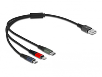 DeLOCK 87236 USB-kabel 0,3 m USB 2.0 USB A Micro-USB B/Lightning/Apple 30-pin Zwart, Blauw, Groen, Rood