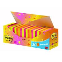 Bloczek samoprzylepny POST-IT® (654-NP24), 76x76mm, 21+3x100 kart., mix kolorów, 3 bloczki GRATIS