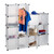 Relaxdays Kleiderschrank Stecksystem, 12 Fächer, Kunststoff, großer Garderobenschrank, 145,5 x 145,5 cm, transparent