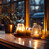 Relaxdays Kerzen Deko, Set mit Dekotablett, 4 Teelichthaltern & Sand, Tischdeko Wohnzimmer, Deko-Teelichter, grau/weiß