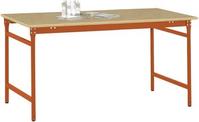 Manuflex BB3035.2001 Helyhez kötött BASIS oldalsó asztal multiplex asztallaplal, vörös narancssárga, RAL 2001, Szélesség x magasság: 1250 x 600 x 780 mm