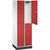 Armario guardarropa de acero de dos pisos INTRO, A x P 620 x 500 mm, 4 compartimentos, cuerpo blanco puro, puertas en rojo vivo.