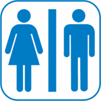 Piktogramm - Toiletten, Blau, 30 x 30 cm, PVC-Folie, Selbstklebend, Weiß
