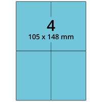 Universaletiketten 105 x 148 mm, 400 Haftetiketten blau auf DIN A4 Bogen, Papier permanent