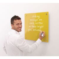 WriteOn® magnetic glass whiteboards, 500 x 500mm, yellow