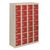 Personal effects lockers, 28 compartments, red doors