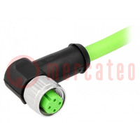 Plug; M12; PIN: 4; female; D code-Ethernet; 5m; Type: with lead