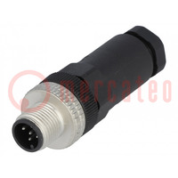 Connector: circular; plug; PIN: 5; male; for cable; IP67; straight