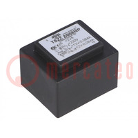 Transformador: cerrado; 2VA; 230VAC; 12V; 12V; 80mA; 80mA; PCB; IP00