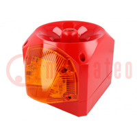 Signaller: lighting-sound; 10÷60VDC; siren,flashing light; red