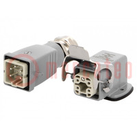 Connector: HDC; mannelijk + vrouwelijk; HA; PIN: 5; 4+PE; maat 1