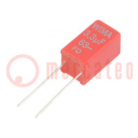 Capacitor: polyester; 3.3uF; 40VAC; 63VDC; 5mm; ±5%; 7.2x13x7.2mm