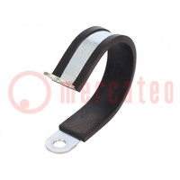 Fixing clamp; ØBundle : 61mm; W: 25mm; steel; Cover material: EPDM
