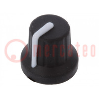 Knop; met wijzer; rubber,plastic; Øosi: 6mm; Ø16x15,1mm; zwart