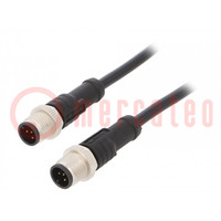 Cable: for sensors/automation; PIN: 5; M12-M12; 1m; plug; plug; 60V