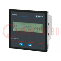 Multiméter: hálózati paraméterek; digitális,panelmérő; LCD; ND08