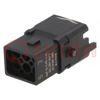 Connector: HDC; contactinzetstuk; mannelijk; Han® 1A; PIN: 6; 5+PE